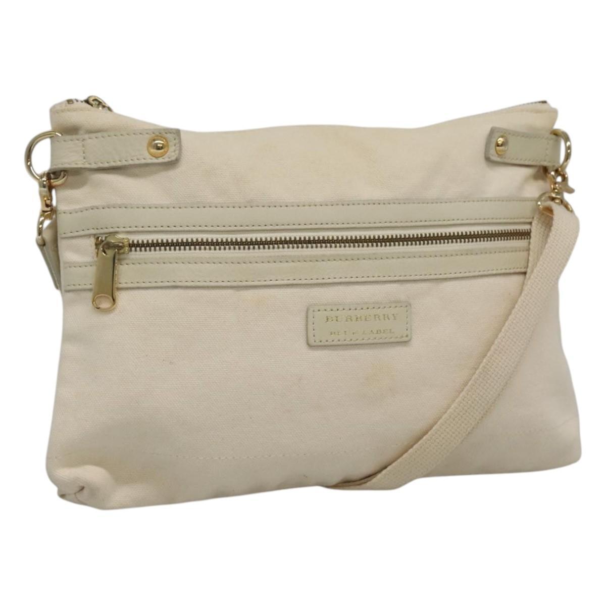 Burberry Blue Label Shoulder Bag Canvas Beige Auth Ti2861